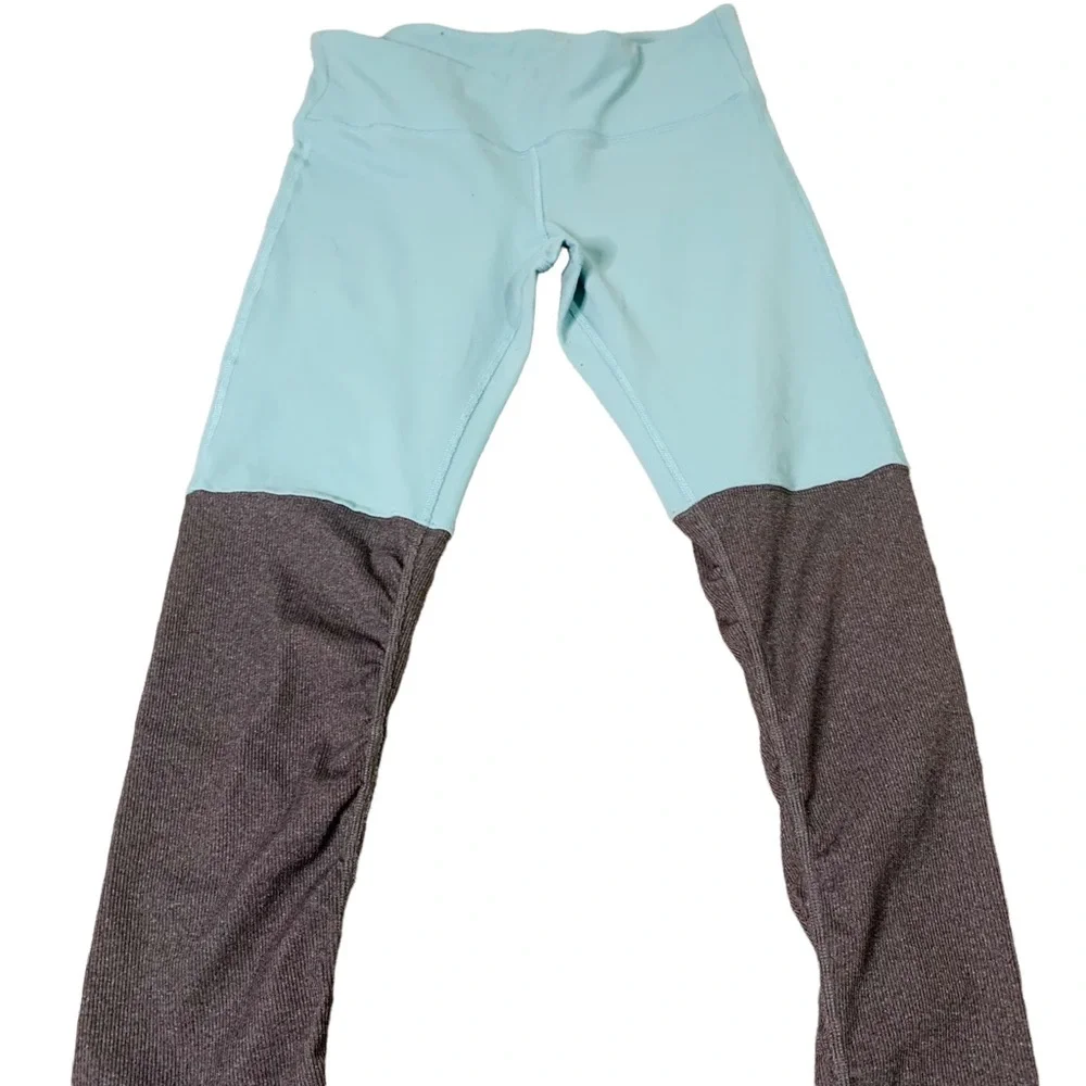 ALO Yoga Goddess Ribbed Leggings Turquoise and Gray Size M Women
